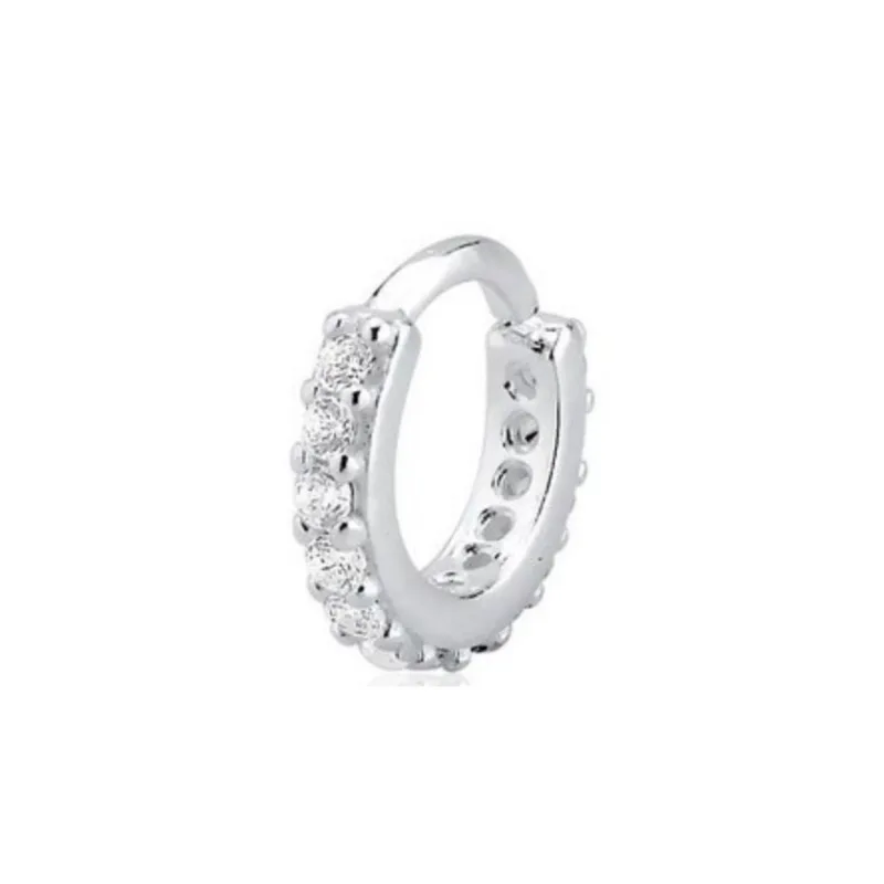 Piercing Orelha Argola Cravejada 6mm Prata 925 Hélix