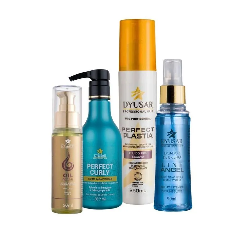 Kit Leave-In Com Creme De Pentear Oléo E Protetor Térmico