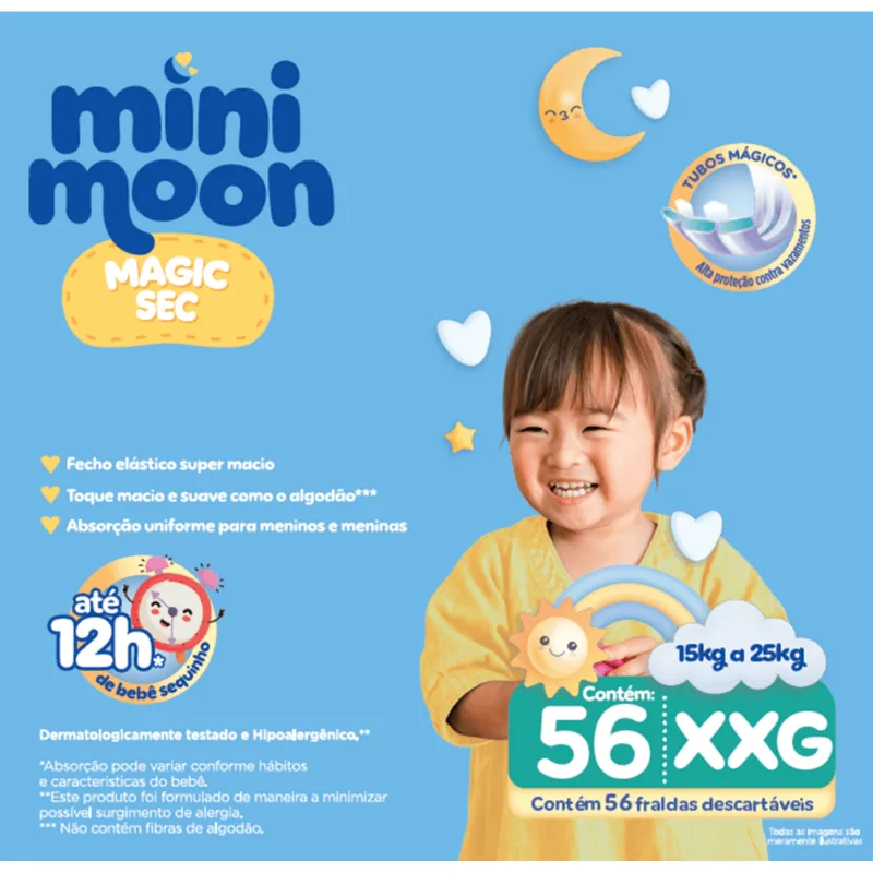Fralda Mini Moon Magic Sec Mega 56 Un XXG