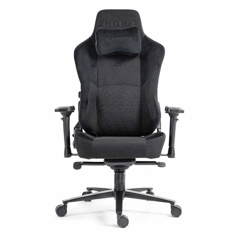 Elements Cadeira Gamer Ergonomica em Tecido Lunari Fearless com Apoio Lombar Integrado, Preta