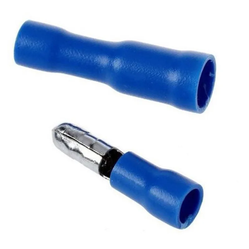 Kit Terminal Bala Fêmea E Macho Pré Isolado Azul 50Pares