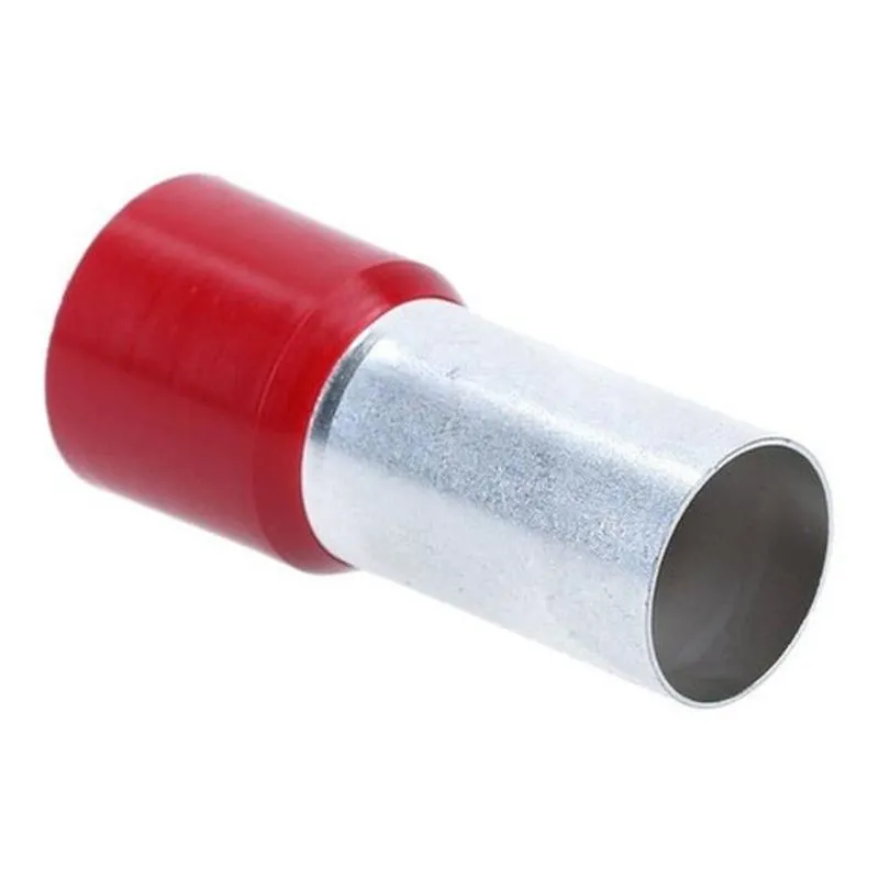 Kit 50un Terminal Tubular Ilhós 95mm Pré Isolado Vermelho