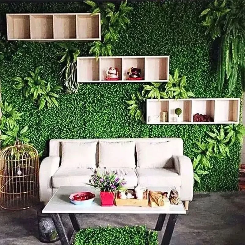 Kit 10 Placas de Grama Artificial Buchinho Jardim Vertical Muro Enfeite Parede Tapete 40x60