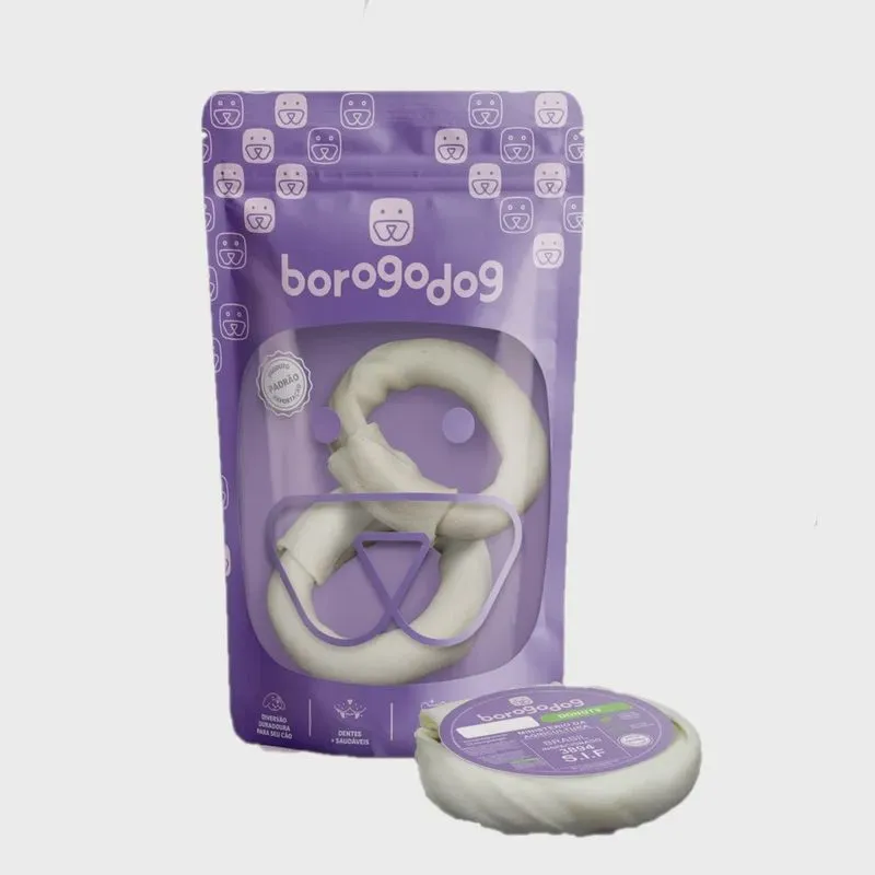 Borogodog Osso Donuts Rosca 3/5 Natural Pacote C/2 Unidades