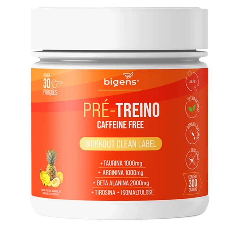 Pré-Treino Caffeine Free Frutas Amarelas Sem Cafeína 300g
