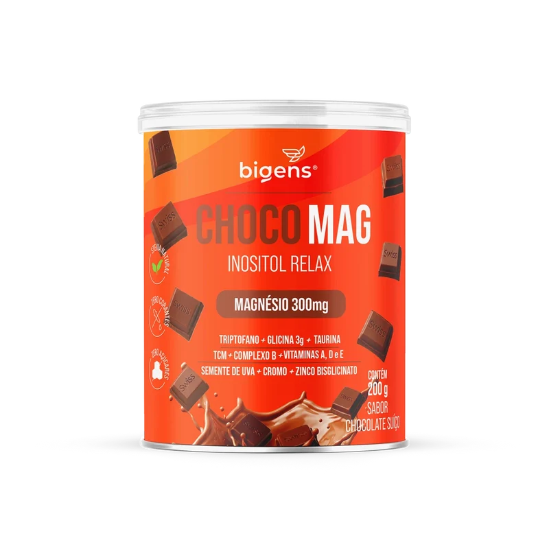Choco Mag Inositol Relax Sabor Chocolate Suíço Magnésio 300mg 200g