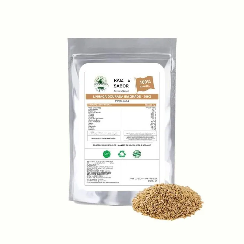 Linhaça Dourada Em Grãos 200g Raiz E Sabor