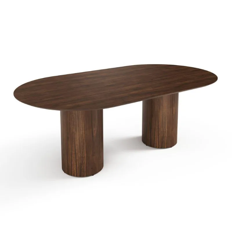 Mesa De Jantar West 180cm X 100cm 6 Lugares Lâmina Natural De Madeira Castanho