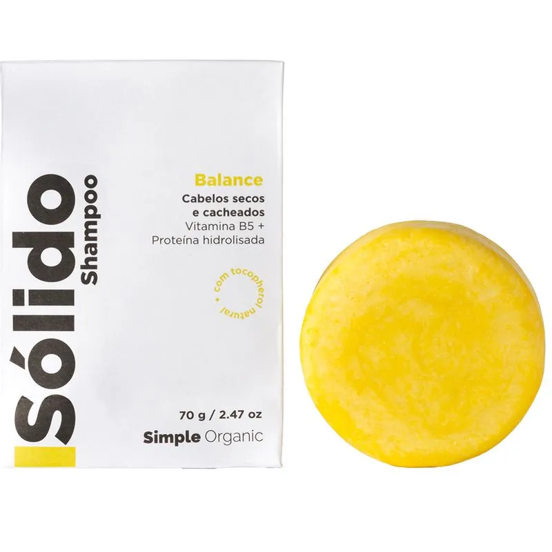 Simple Organic Sólido Balance Shampoo em Barra 70g