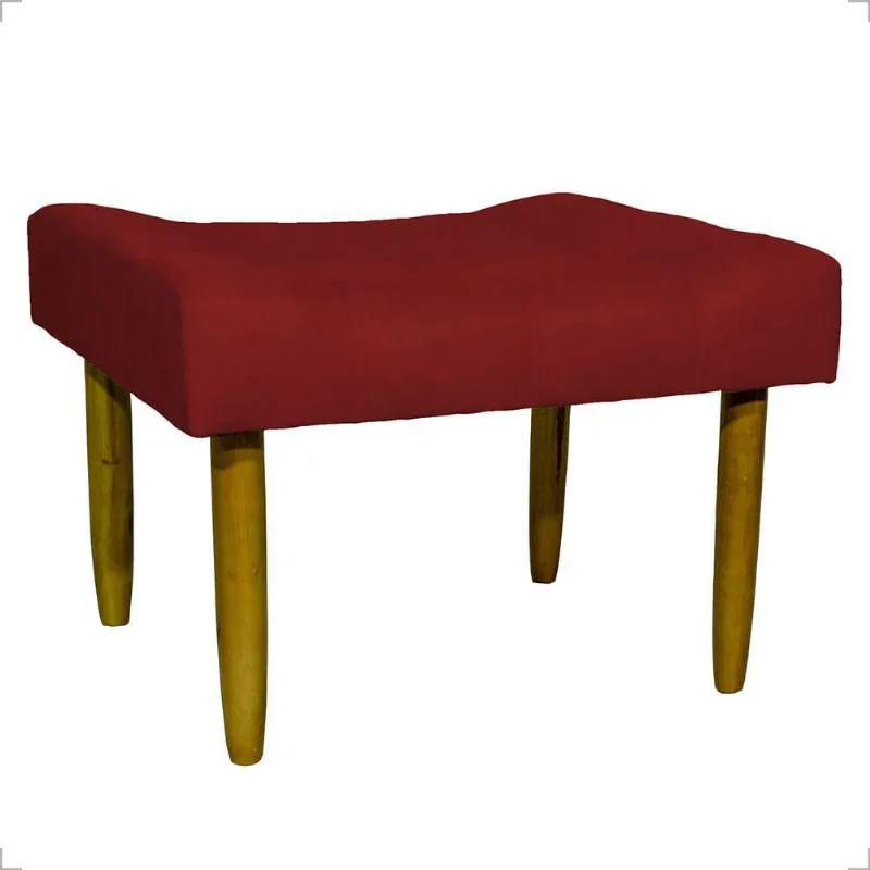 Puff Decorativo Confortável Retangular Para Sala Recepção Quarto Requinte Suede Cores Pés Palito