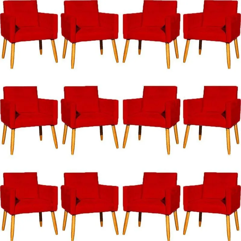 Kit 12 Poltronas Decorativa Para Sala Nina Suede Cores Pé Palito 30cm Castanho - Suede