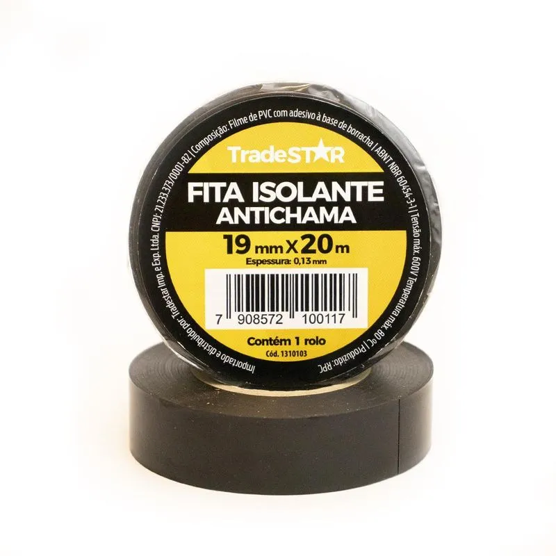 Kit 50 Rolos Pç Fita Isolante 20 Metros Preta