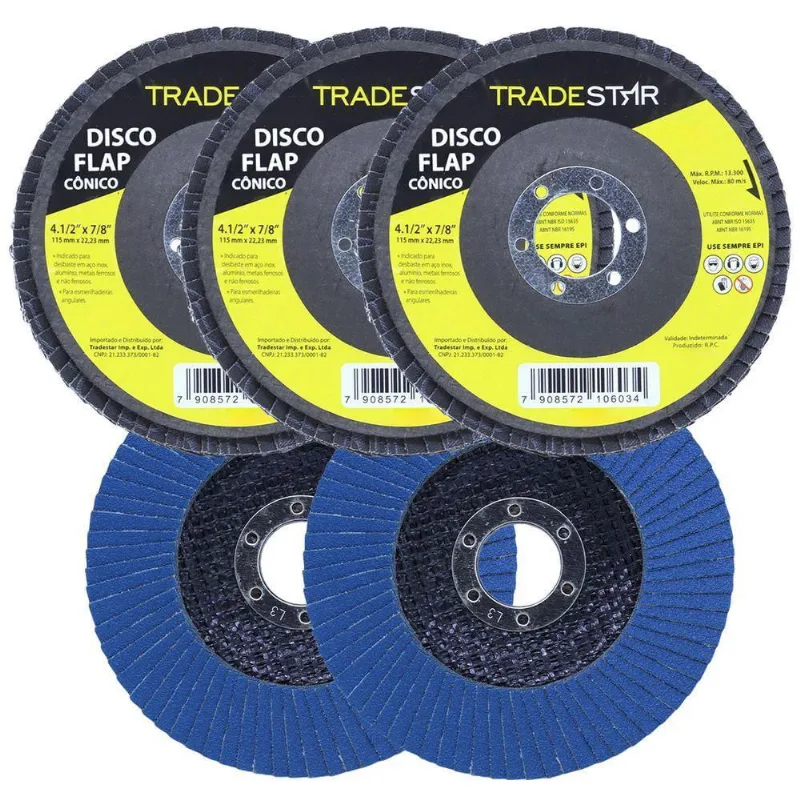 Kit Disco De Lixa Flap 4.1/2 Grão 50 p/ Lixadeira 05 Un