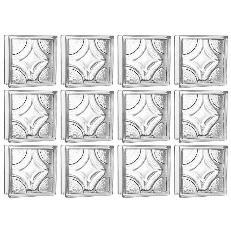 Kit 12 Tijolos Bloco De Vidro Estrelas 19x19x8 Tradestar