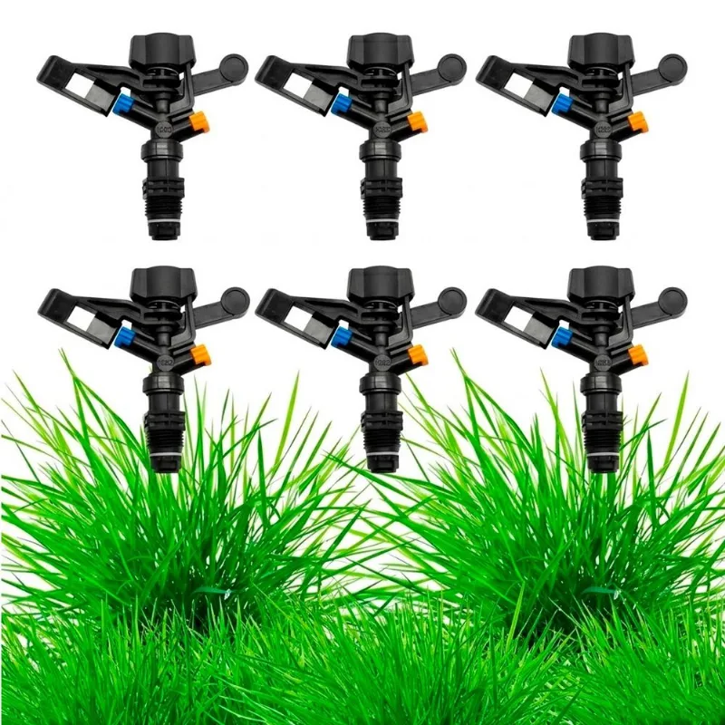 Aspersor De Impacto Irrigação Rosca 1/2 Macho Kit 6 Peças