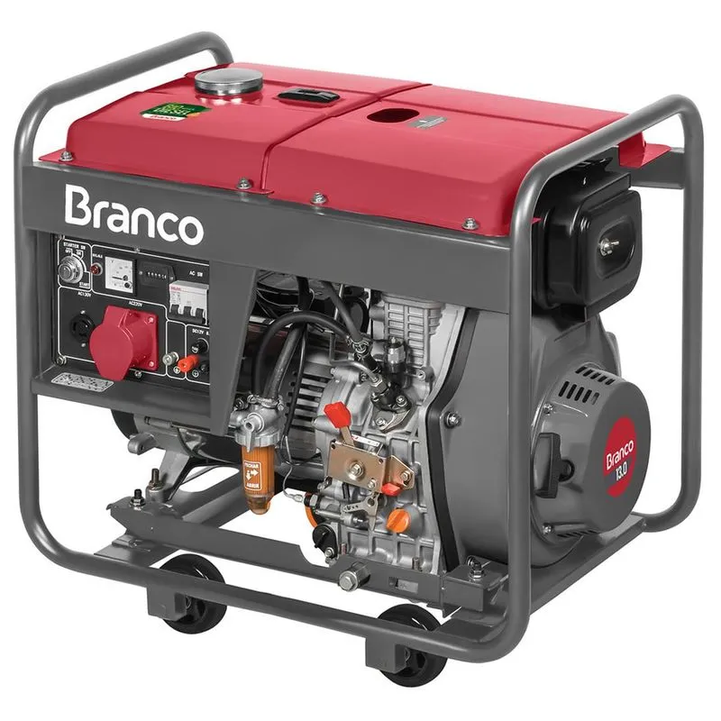 Gerador De Energia BD8000E3 A Diesel 380V 8KVA Trifásico Partida Elétrica Branco