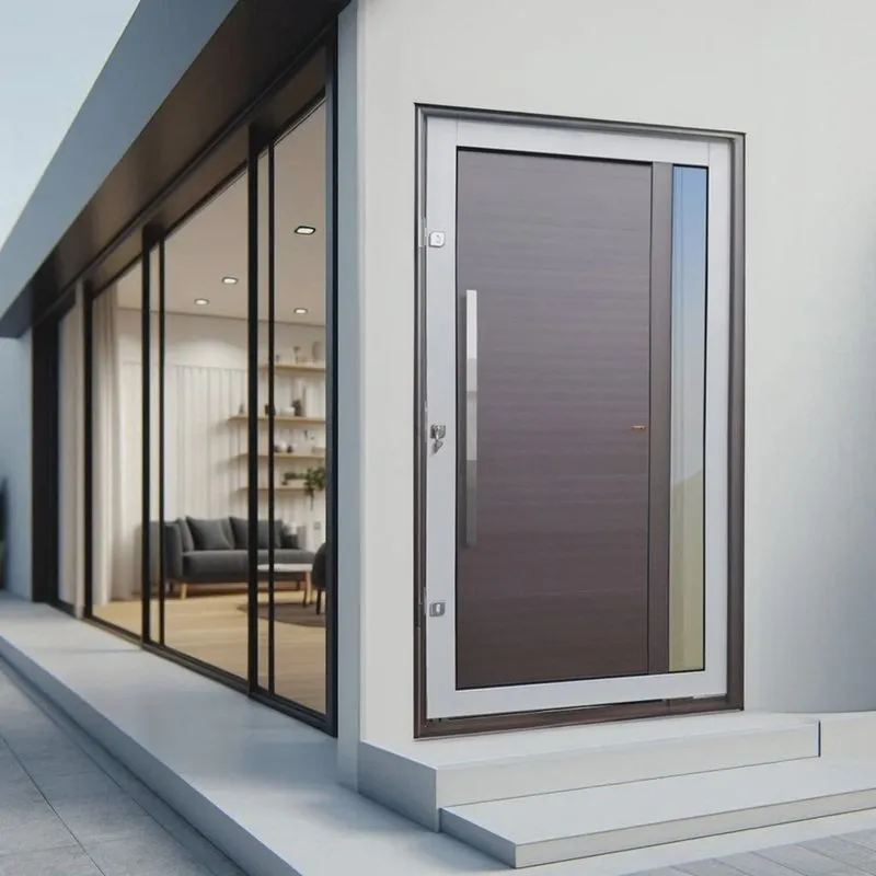 Porta Pivotante Lambril Visione com Puxador Lado Direito Elite 240x120 Mix Corten