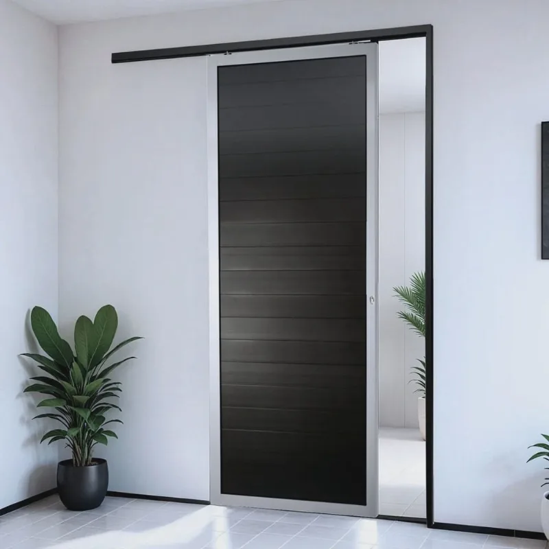 Porta de Correr Suspensa 210cm X 70cm Lambril Esq L.25 Brimak Mix Preto