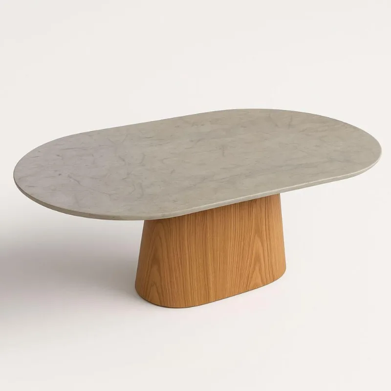 Mesa De Jantar Oblongo 120x80 Cm Freijó Tampo Mármore Branco Extra