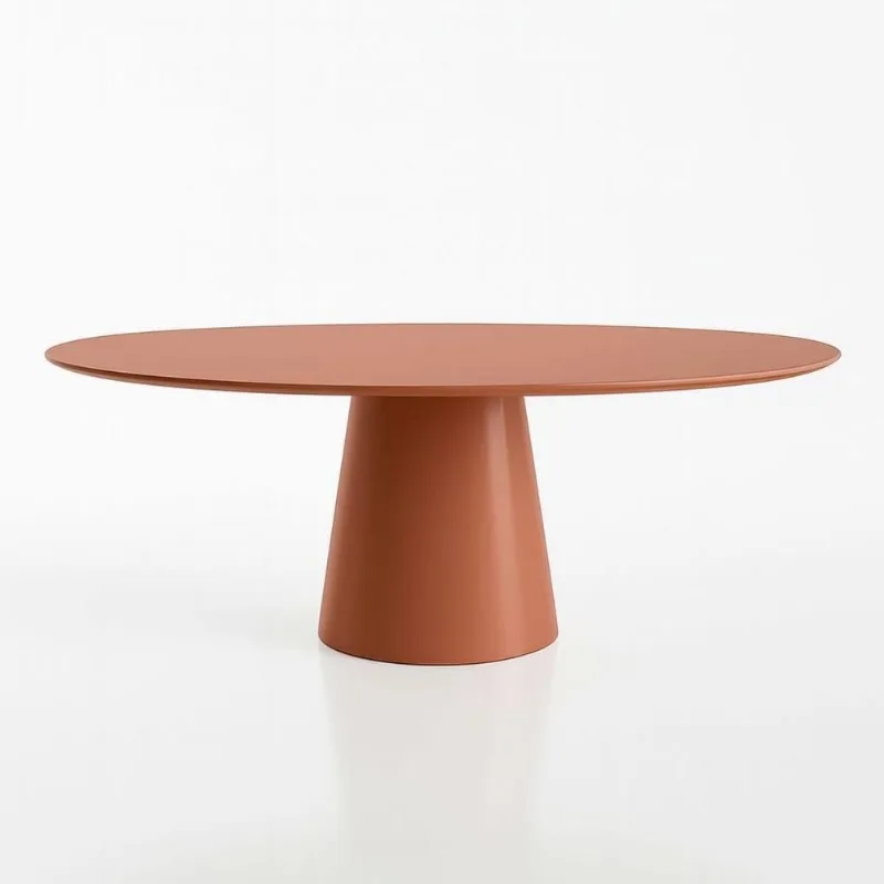 Mesa De Jantar Cone Oval 198x122 Cm Laca Terracota