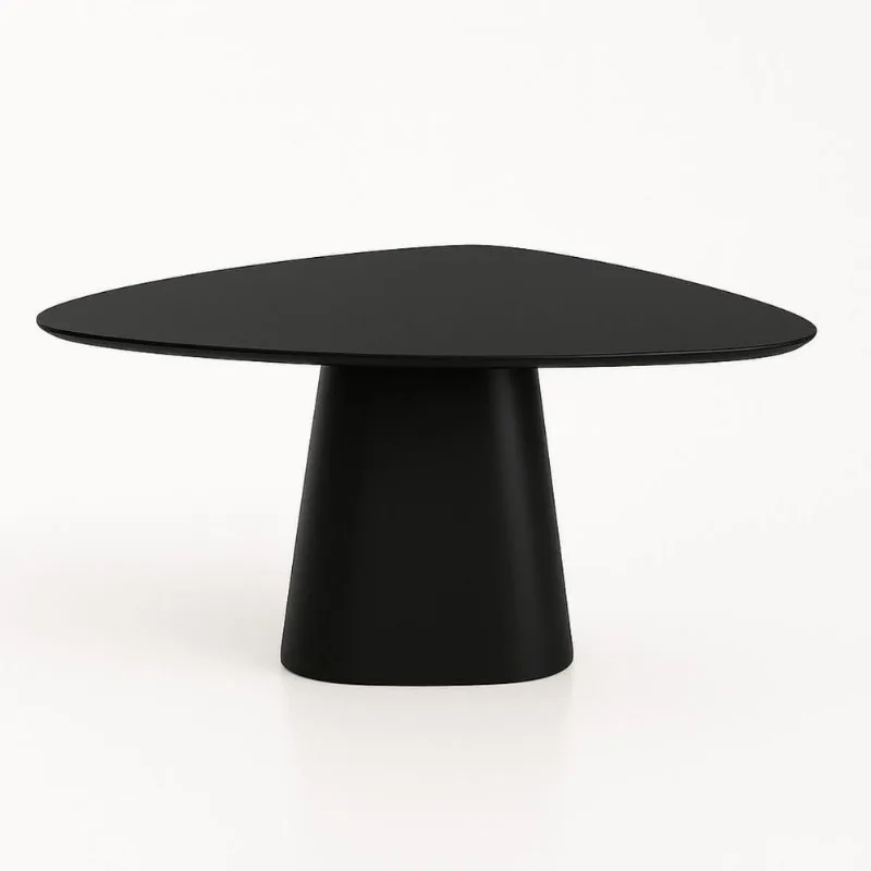 Mesa de Jantar Cone Orgânica 6 Lugares Redonda MDF Preta Trion