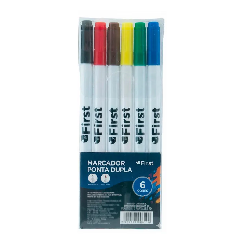 Marcador Brush Ponta Dupla 6 Cores Lettering E Desenho