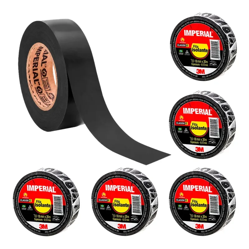 Kit 5 Fitas Isolante Preta 18mm x 20 metros 3M Imperial HB004216360