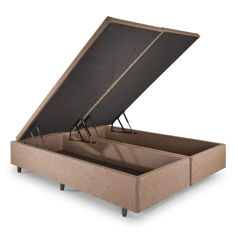 Base Box Baú Queen 158x198 Linho cm Marrom