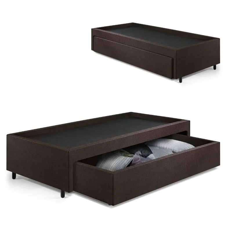 Box Com Gaveta 88 99x188x38 Cm Courino Linho Marrom