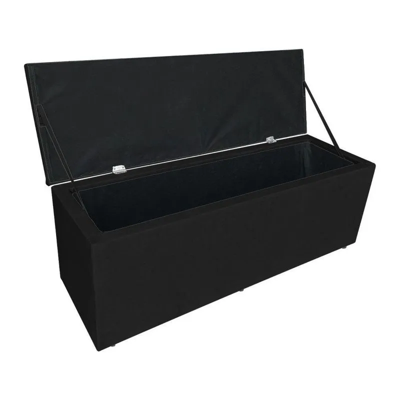 Calçadeira Baú Casal King 1,95m Londres Suede Preto Dal Poz Estofados