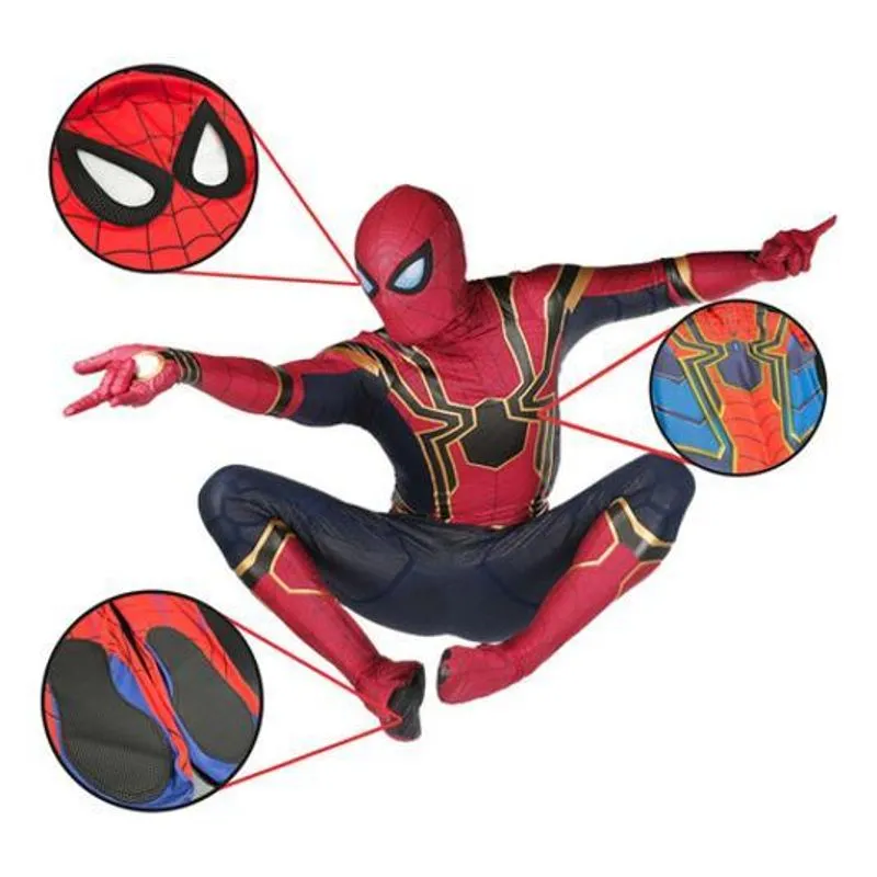 Fantasia Homem Aranha Ferro Dourada Sola Antiderrapante 140