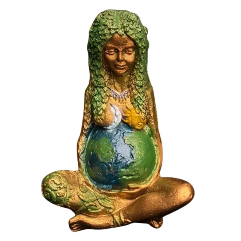 Mini Gaia Dourado 11cm Alt. - Resina - Esotérico