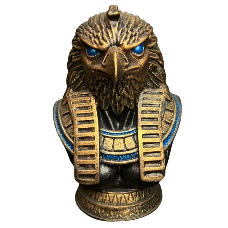 Busto Hórus Dourado 19cm Alt. - Resina - Egipcio