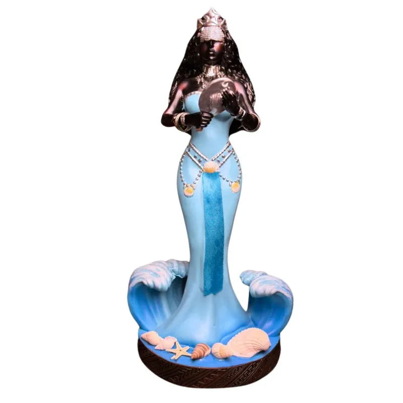 Iemanjá 3 Preta 20cm Alt. - Resina - Umbanda Candomblé