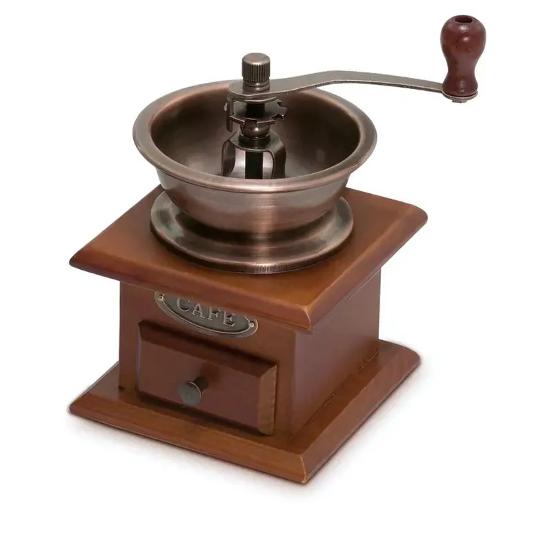 Moedor de Café Manual Moinho Retrô c/ Manivela Madeira Cerâmica Rustico