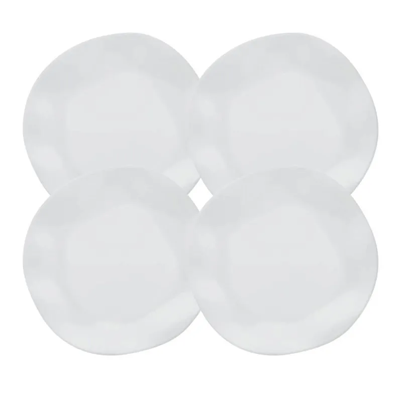Jogo Kit 4 Prato De Sobremesa 21,5cm Branco Ryo White Oxford