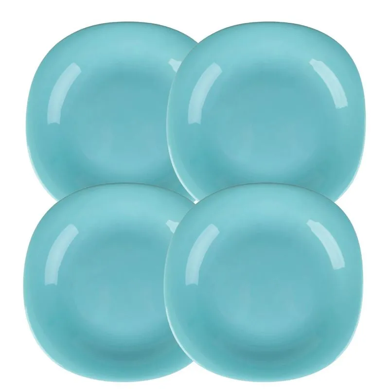 Jogo Pratos Sobremesa 21,5cm 4 Pçs Dama Vidro Opalino Ciano