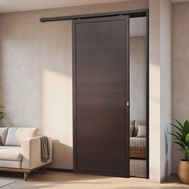 Porta de Correr Suspensa 210cm X 100cm Lambril Esq L.25 Corten