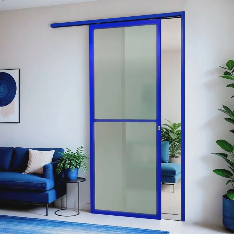 Porta de Correr Suspensa 210x100cm Vidrao Dir L.25 Azul