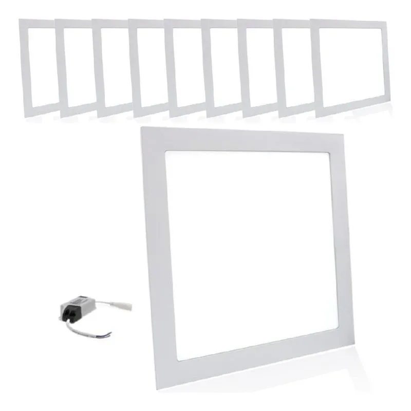 Kit 10 Painel Plafon Led 18w Quadrado Embutir Bivolt Branco