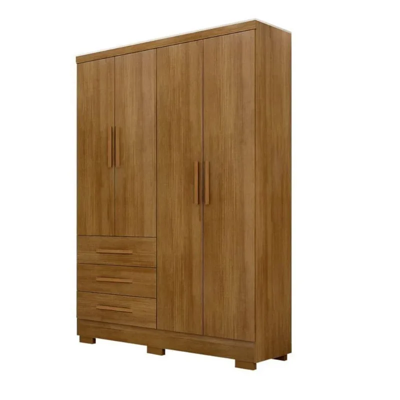 Guarda Roupa Solteiro Com Pés 4 Portas 3 Gavetas - Encant-cumaru - Móveis Horizonte