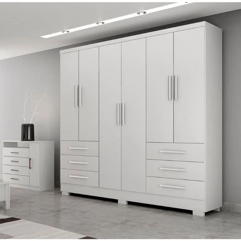 Guarda Roupa Solteiro Com Pés 6 Portas 6 Gavetas - Encant-branco - Móveis Novo Horizonte