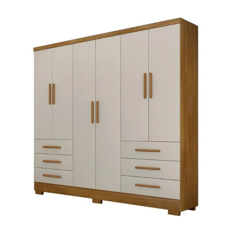 Guarda Roupa Solteiro Com Pés 6 Portas 6 Gavetas - Encant-cumaru Off White - Móveis Horizonte