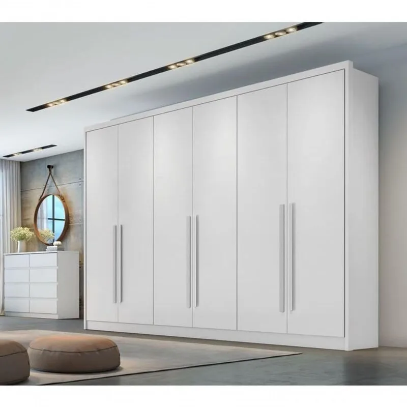Guarda Roupa Casal 100% Mdf 6 Portas 8 Gavetas - Livorno-branco - Móveis Novo Horizonte