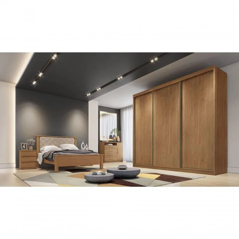 Guarda Roupa Casal 3 Portas 6 Gavetas - Medelim-cumaru - Móveis Novo Horizonte