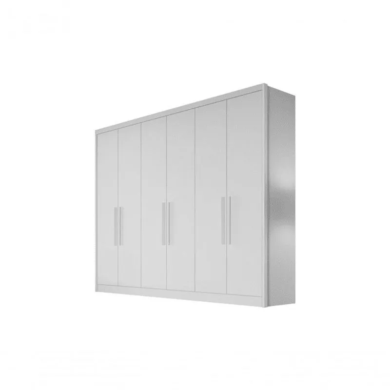 Guarda Roupa Casal New Vértice 6 Portas De Bater 8 Gavetas MDF Branco Móveis Novo Horizonte