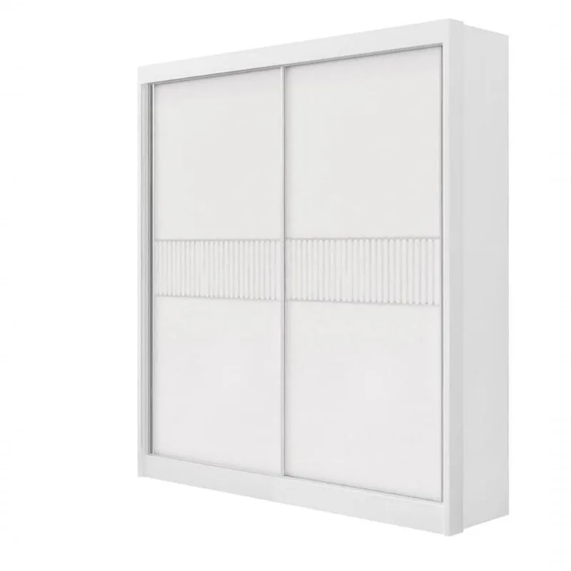 Guarda Roupa Solteiro 2 Portas 3 Gavetas - Santorini Ripado-branco - Móveis D'doro