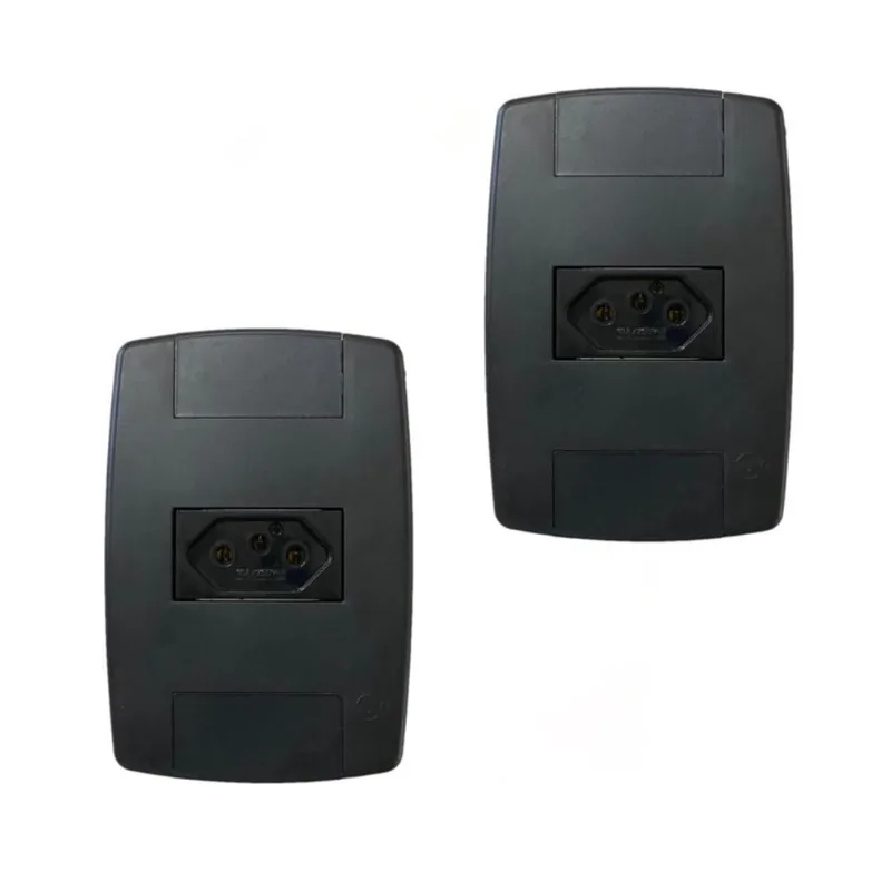 Kit 2 Tomada Elétrica Preta 2P + T 10A 250V Placa 4X2 Ilumi