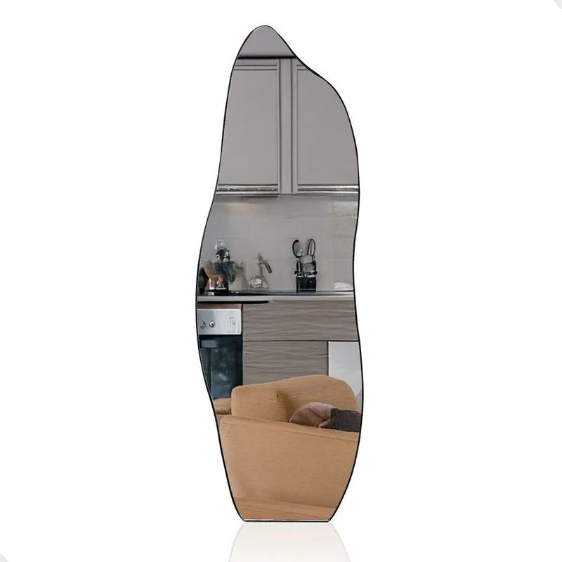 Espelho Decorativo Orgânico 150x50cm Com Suporte Para Banheiro Sala Escritório Flame Café