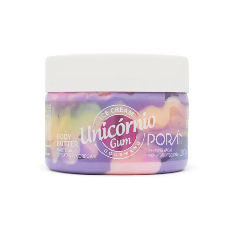 Hidratante Corporal Body Butter Ice Cream Unicórnio Gum 200g Porán - lojaparaisodarepublica